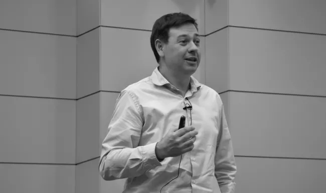 Sergio Muñoz, director gerente de BuildingSMART Spain, durante una presentación sobre metodología BIM