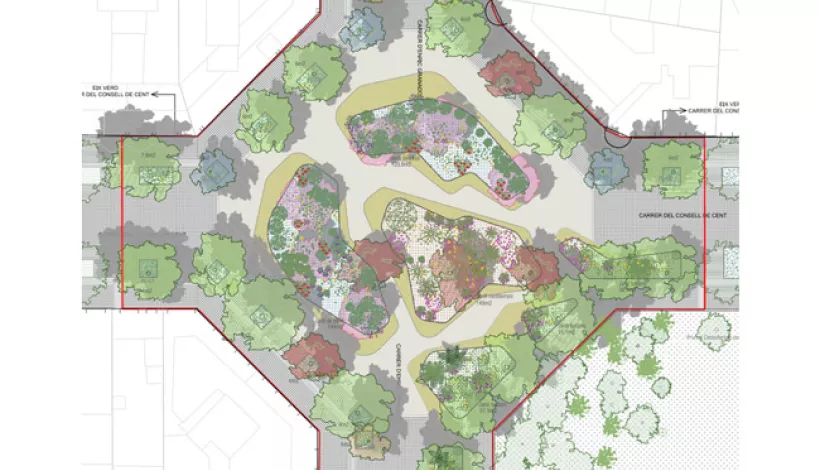 Plano del jardín en Enrique Granados