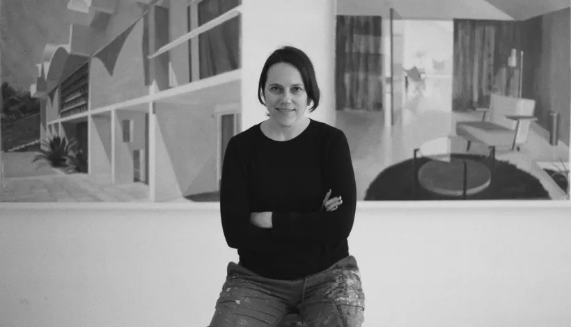 Bea Sarrias en su estudio de pintura