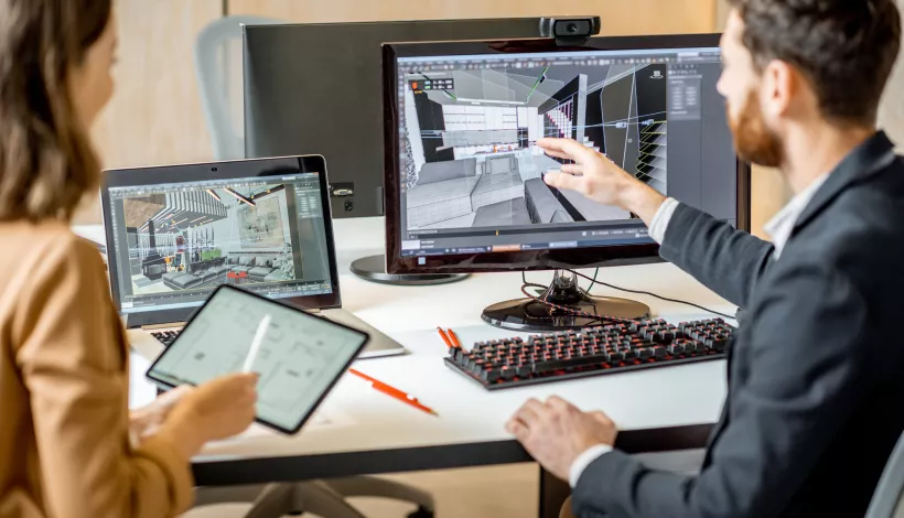 Arquitectos trabajando con Render
