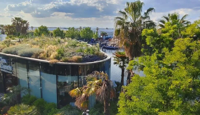 Paisaje urbano con vegetación