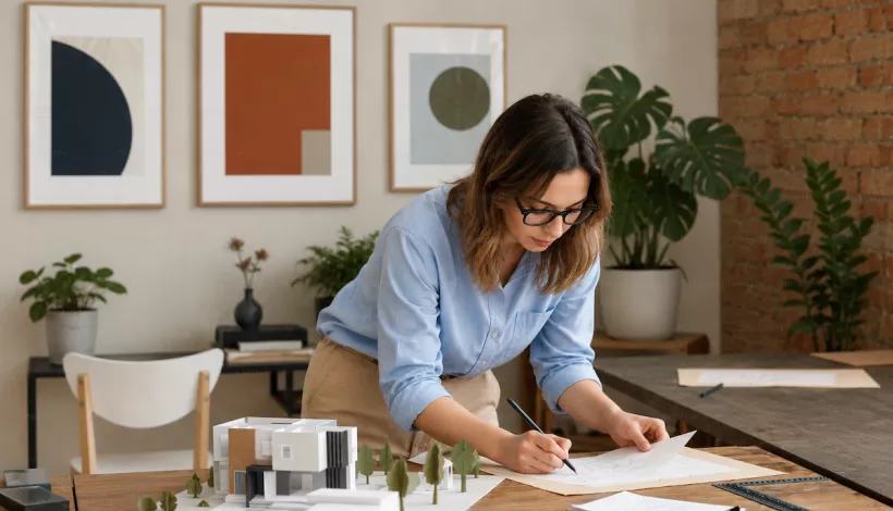 arquitecta en un estudio de arquitectura
