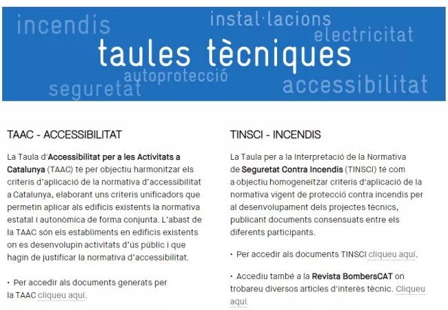 TAULES TÈCNICQUES D'INCENDIS I D'ACCESSIBILITAT