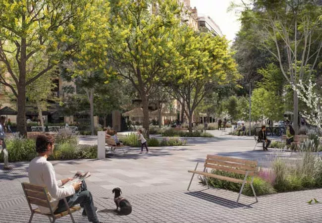 Proyecto de nuevas zonas verdes en la calle Rocafort de Barcelona