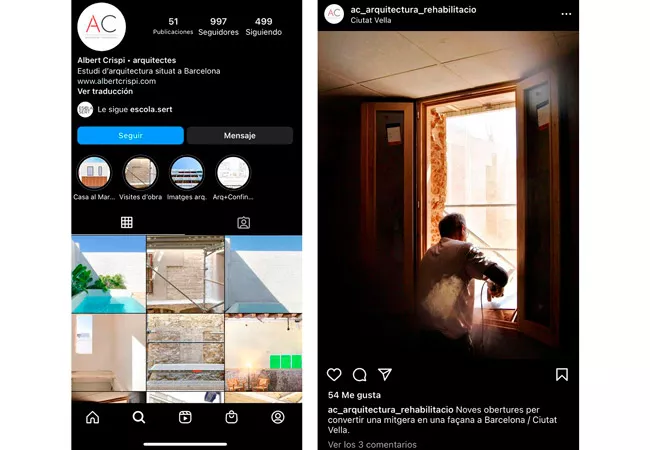 Capturas de pantallas de perfiles y fotos de Instagram