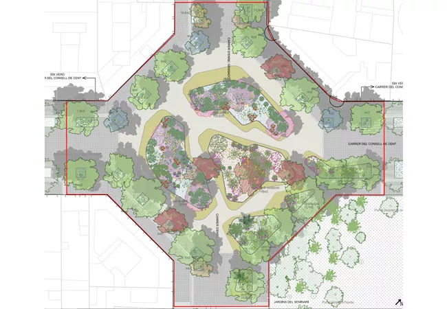 Plano del jardín en Enrique Granados