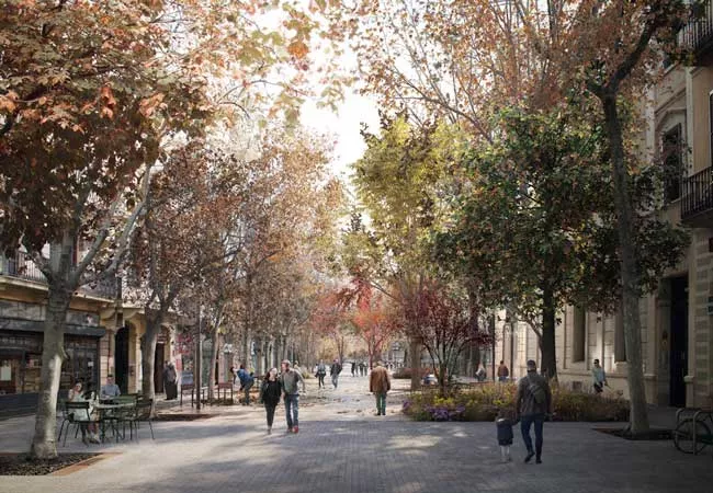Representación digital de la calle Consell de Cent de Barcelona
