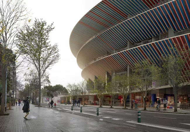 Imagen del exterior del Camp Nou tras las obras