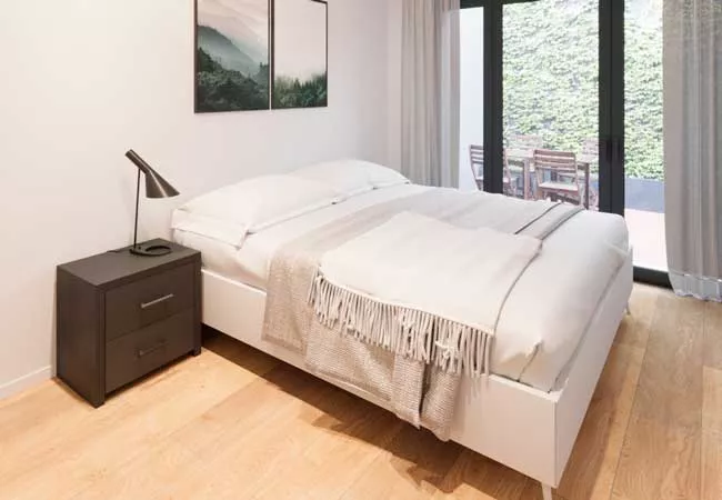 Representación de un dormitorio con render