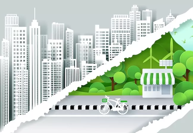 Representacion conceptual de las emisiones de CO2 y de la descarbonización