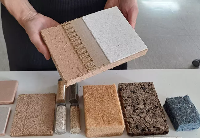 Muestra de materiales naturales para la construcción