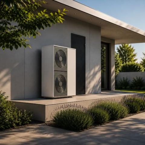 Instalación de refrigeración en el exterior de una vivienda.